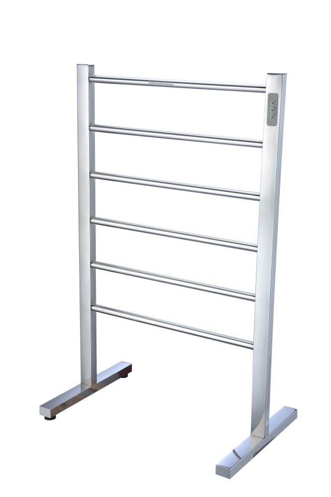 ANZZI Polished Chrome Plug-In Freestanding Towel Warmer, 21.85 x 13.98 x 35.24 in, Kiln Series 6-Bar