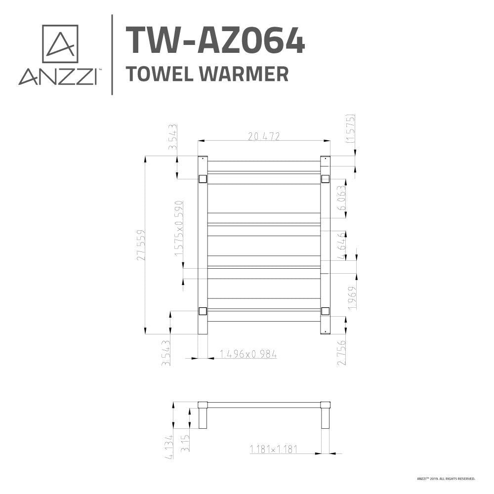 ANZZI Brushed Nickel Plug-In Wall Mount Towel Warmer, 20.47-in W x 27.55-in H