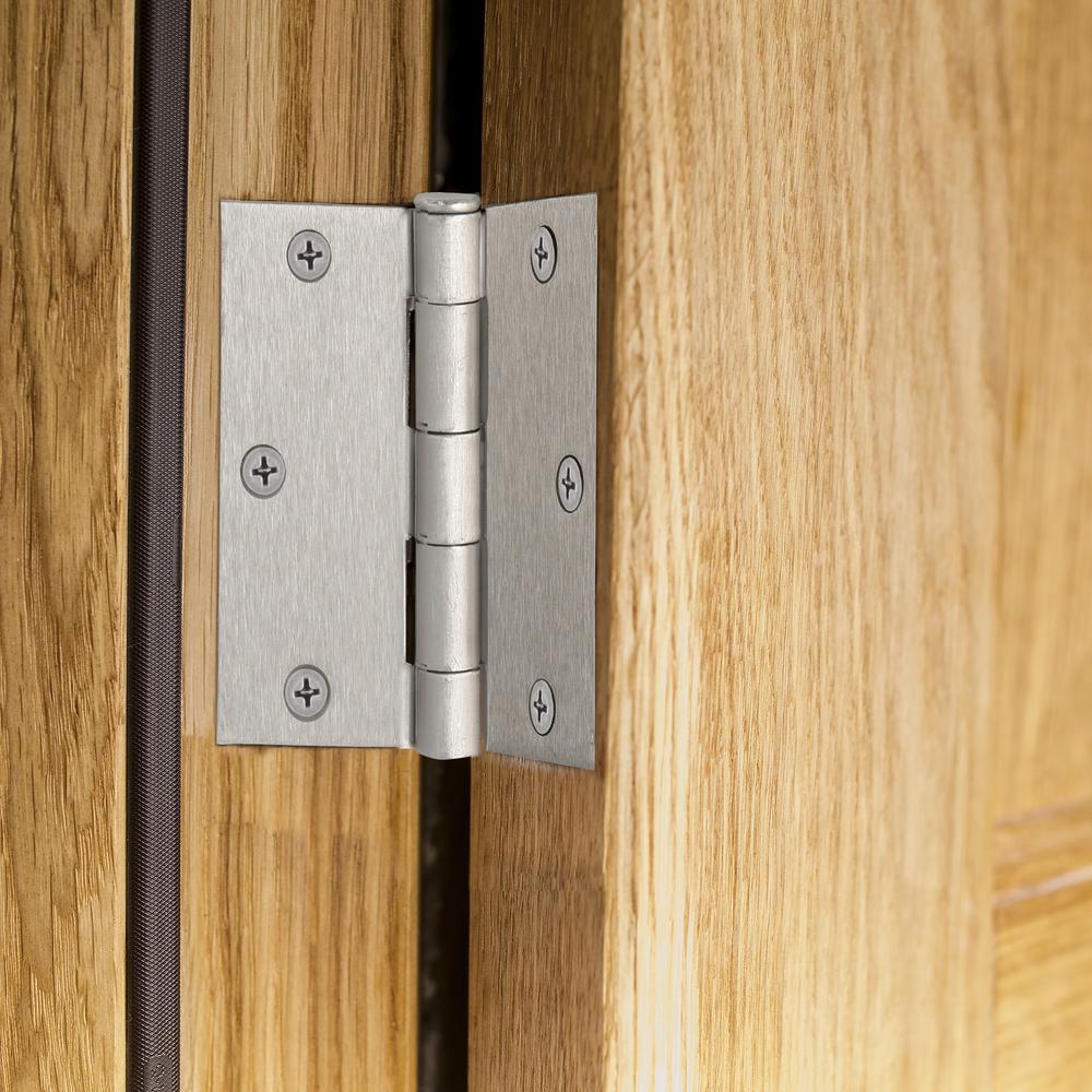 3-1/2 in. Square Corner Satin Nickel Door Hinge Value Pack (10 per Pack) - Super Arbor