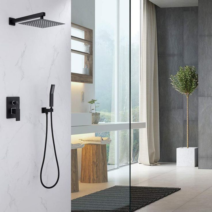 1-spray 10 in. High PressureDual Shower Head and Handheld Shower Head in Matte Black