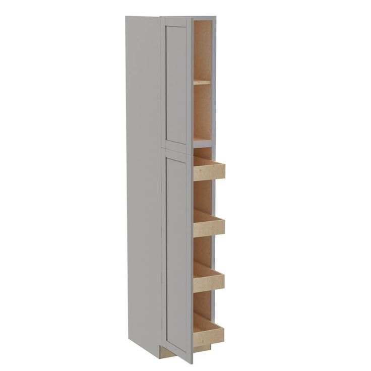 Home Decorators Collection Washington Veiled Gray Plywood Shaker Assembled Utility Pantry Kitchen Cabinet 4 ROT Sft Cls 18 in W x 24 in D x 96 in H