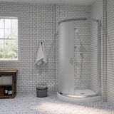 Breeze 36 in. L x 36 in. W x 76 in. H Corner Shower Kit with Intimacy Glass, Shower Base in White - Super Arbor