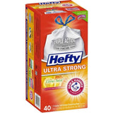 Hefty Hefty Ultra Strong Drawstring Tall Kitchen 40-Pack 13-Gallon Clean Citrus White Plastic Kitchen Trash Bag