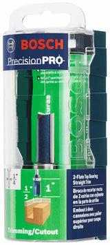 Bosch 1/2 In. x 1 In. Carbide-Tipped Double-Flute Top-Bearing Straight Trim Router Bit