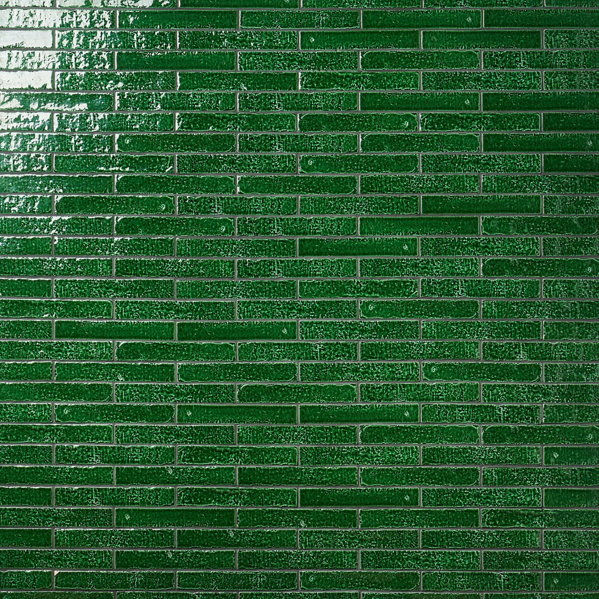 Wabi Sabi Emerald Green 1.5x9 Crackled Glossy Ceramic Tile by Lux Tile