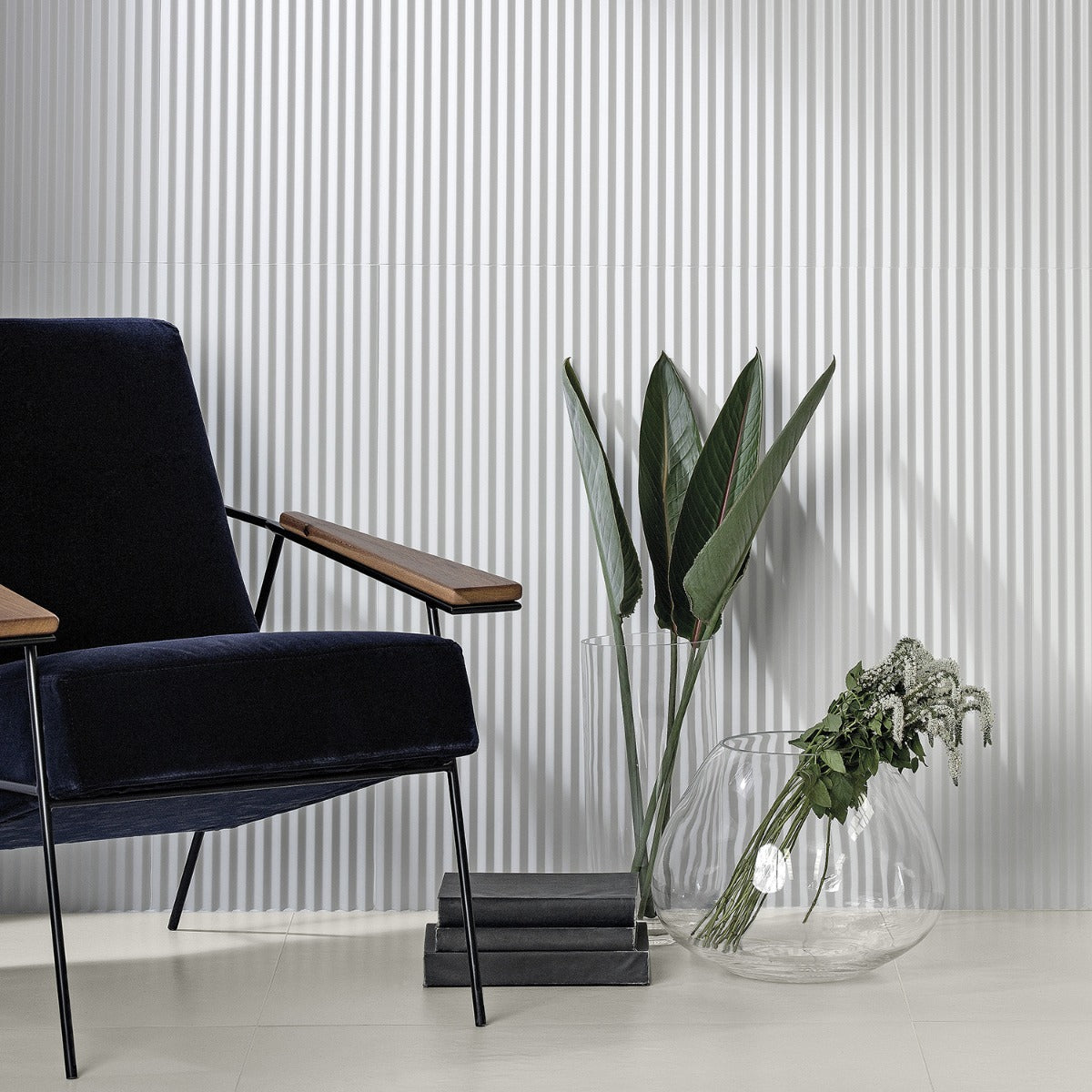 Lux Tile Mod 3D White 12x36 Fluted Matte Ceramic Tile