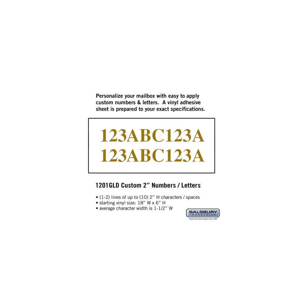 Custom Gold Vinyl Numbers and Letters - Horizontal - 2 Inches High