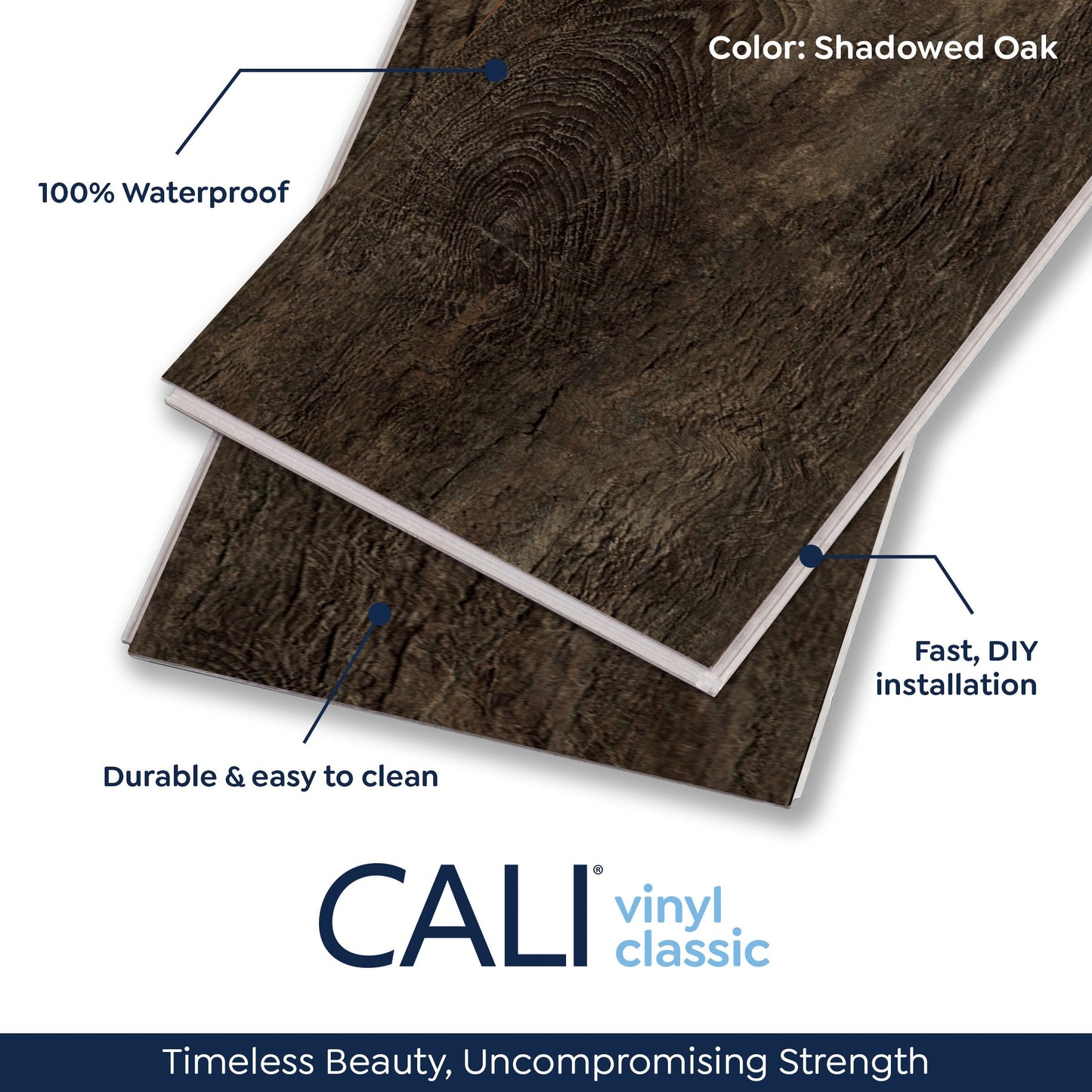 CALI Vinyl Pro Classic Shadowed Oak 7-in W x 48-in L x 5.5-mm Waterproof Interlocking Luxury Vinyl Plank Flooring (23.77-sq ft/carton)