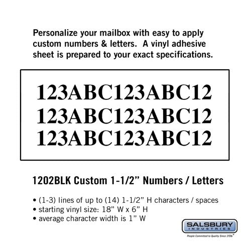 Custom Black Vinyl Numbers and Letters - Horizontal - 1.5 Inches High