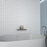 Elida Ceramica 2-in x 6-in Super White Glass 12-in x 12-in Glossy Brick Mosaic Wall Tile