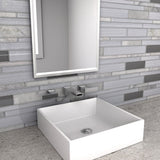 Elida Ceramica White 12-in x 12-in Mirrored Glass/Stone Linear Mosaic Wall Tile