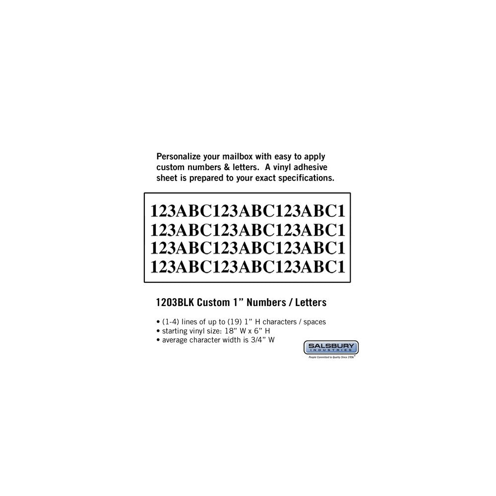 Custom Numbers and Letters - Horizontal White Vinyl 1 Inch High