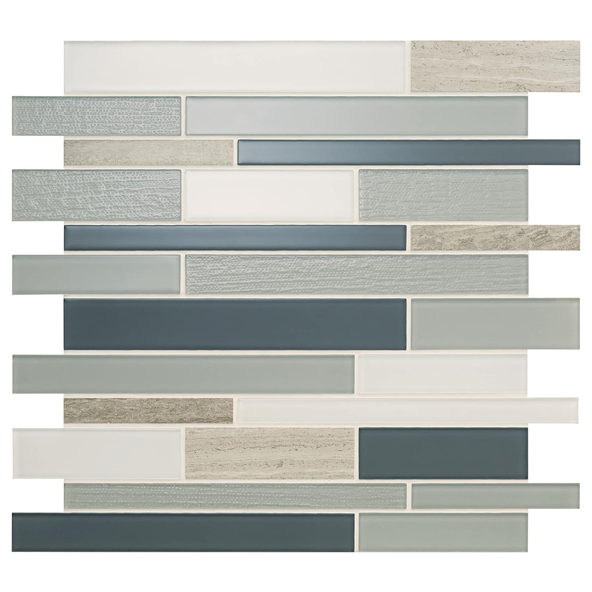 Daltile Serentina Tranquility 12-in x 12-in Multi-finish Glass Patterned Multi-shaped Mosaic Wall Tile product image
