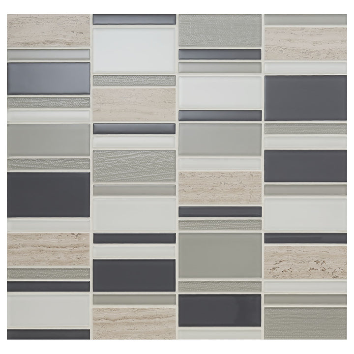 Daltile Serentina Tranquility 12-in x 12-in Multi-finish Glass/Stone Patterned Multi-shaped Mosaic Wall Tile product image