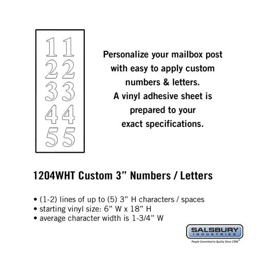 Custom Vinyl Numbers and Letters - White - 3 Inches High