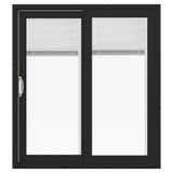 JELD-WEN FiniShield V-4500 72-in x 80-in 4-9/16-in Low-E Blinds-Between-the-Glass Bronze Vinyl Left-Hand Sliding Double Patio Door with Screen