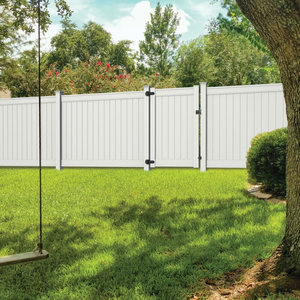 Freedom Emblem 6-ft H x 4-ft W White Privacy Vinyl Fence Gate Kit (Unassembled)