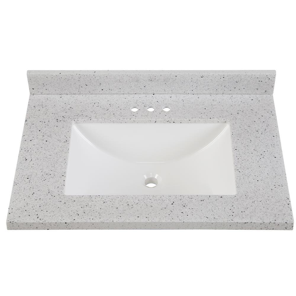 37 in. W x 22 in. D Stone Effects Vanity Top in Cold Fusion with White Sink - Super Arbor