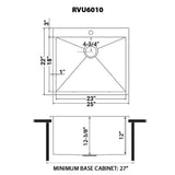 Ruvati Brushed Stainless Steel Drop-In Laundry Sink 25-inch x 22-inch