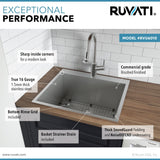Ruvati Brushed Stainless Steel Drop-In Laundry Sink 25-inch x 22-inch