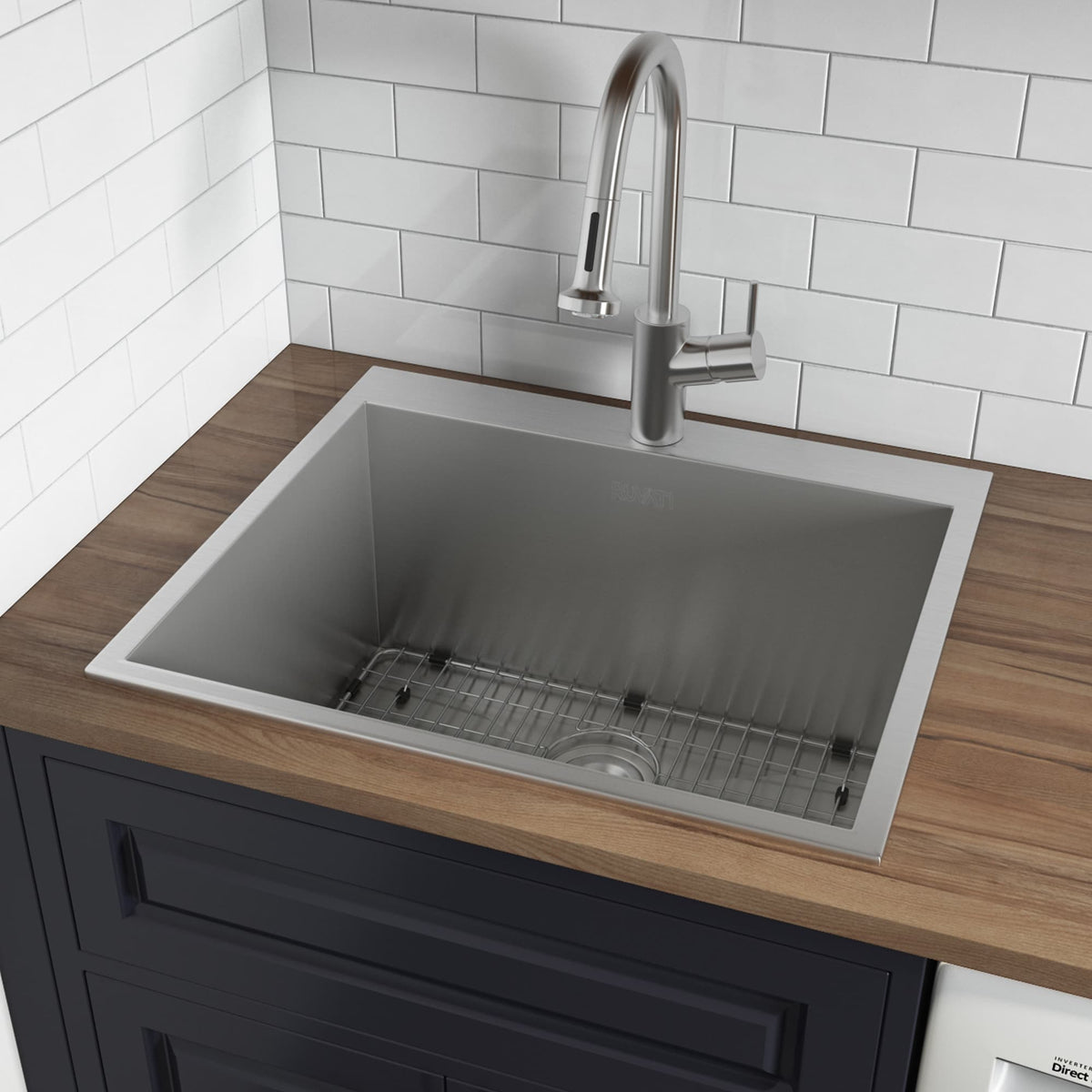 Ruvati Brushed Stainless Steel Drop-In Laundry Sink 25-inch x 22-inch