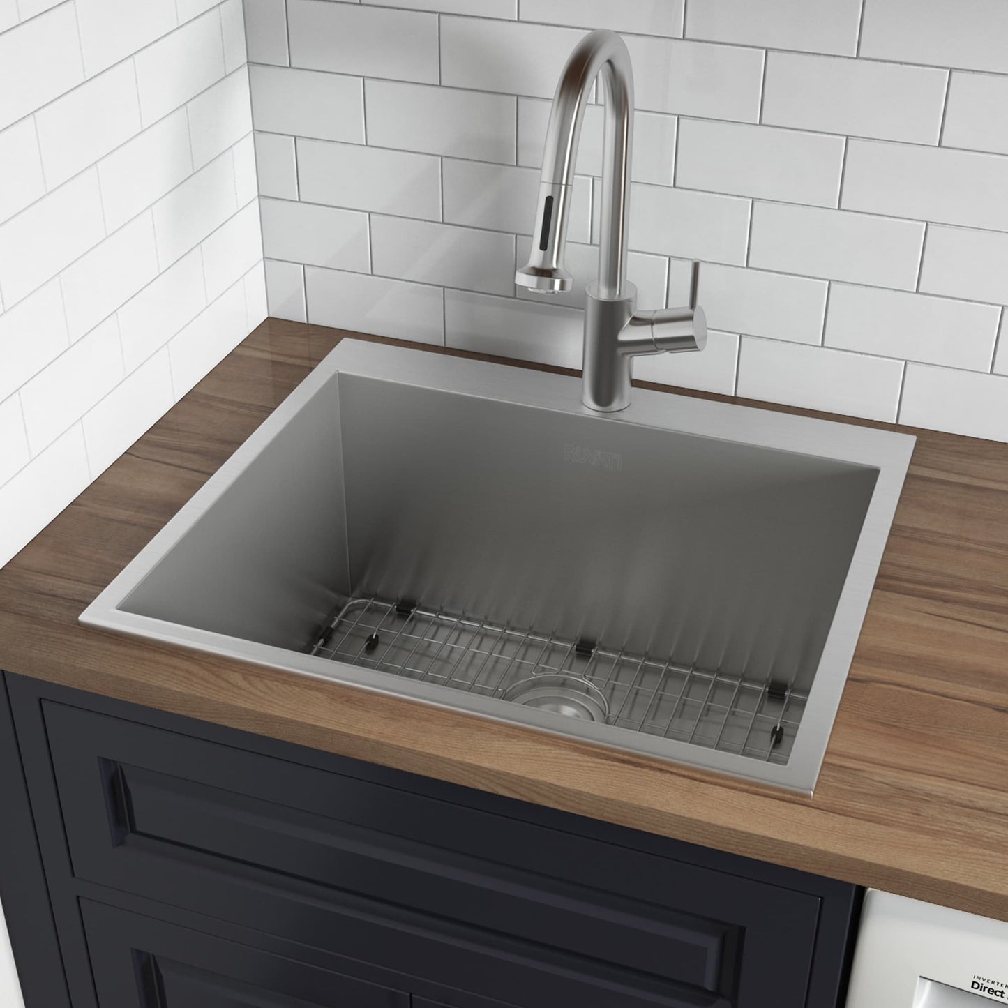 Ruvati Brushed Stainless Steel Drop-In Laundry Sink 25-inch x 22-inch