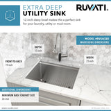 Ruvati Stainless Steel Undermount Laundry Sink with Drain - 21" x 18"