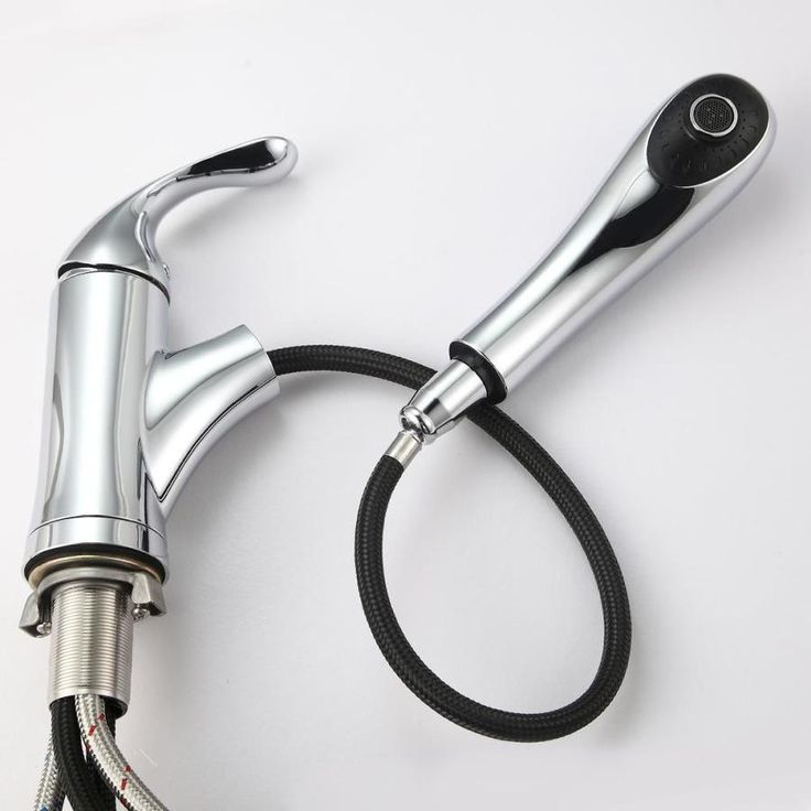iSpring Chrome 1-Handle Deck-Mount Pull-Out Handle Kitchen Faucet (Deck Plate Included)