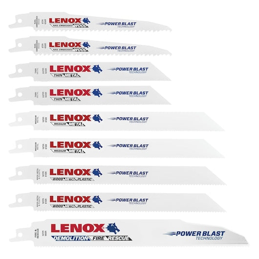 LENOX 9-Pack Bi-Metal Reciprocating Saw Blade Set with Storage Case