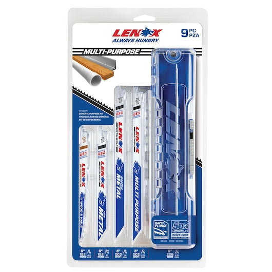 LENOX 9-Pack Bi-Metal Reciprocating Saw Blade Set with Storage Case