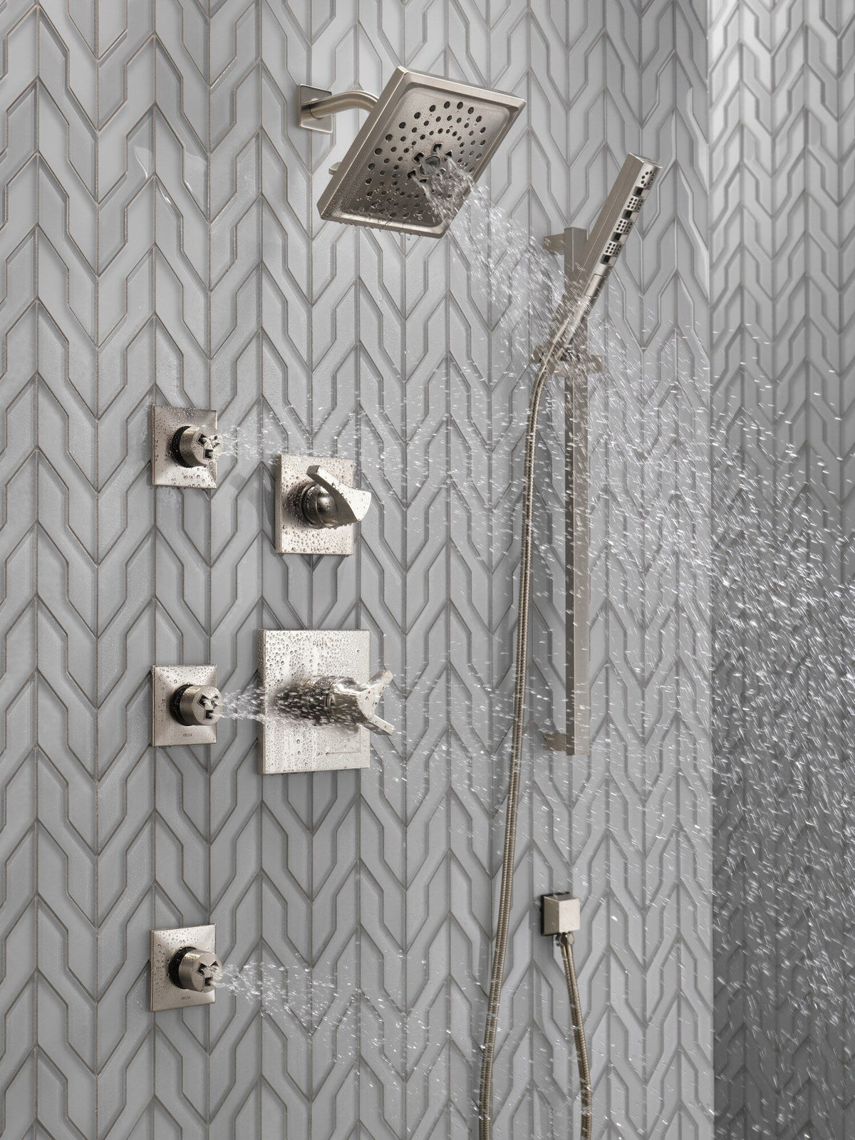 Delta Universal Showering Components Stainless 5-Spray Handheld Shower with Slide Bar, 1.75 GPM (6.6 LPM)