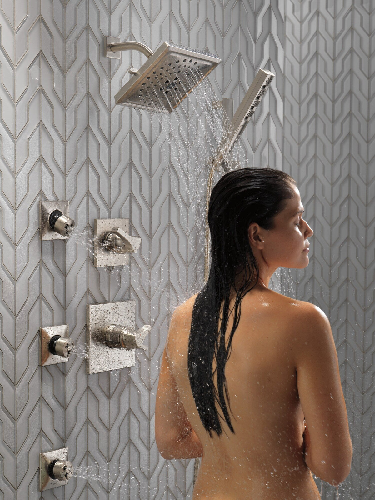 Delta Universal Showering Components Stainless 5-Spray Handheld Shower with Slide Bar, 1.75 GPM (6.6 LPM)