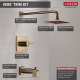 Delta Vero Champagne Bronze 1-Handle Bathtub and Shower Faucet Trim Kit