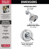 Delta Victorian Chrome 2‑Handle Multi-Function Shower Faucet Trim, 5.5-in Showerhead, T17255
