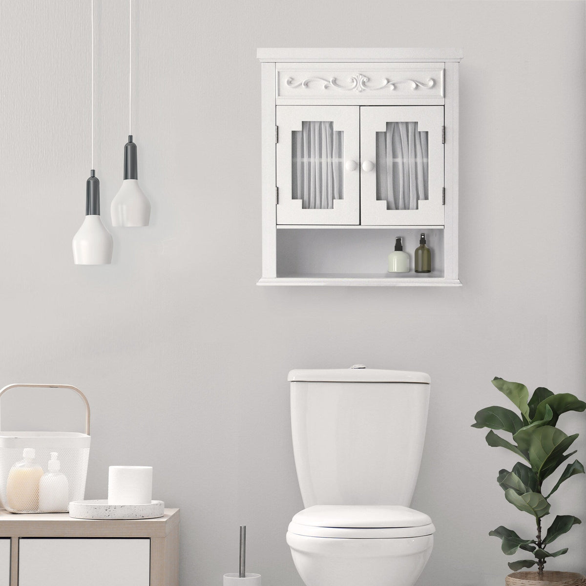 Teamson Home Lisbon 21-in x 24.19-in x 7-in White Bathroom Wall Cabinet