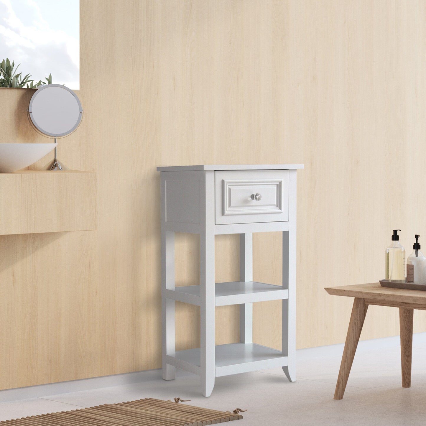 Teamson Home Dawson 15-in x 28-in x 11-in White Freestanding Linen Cabinet
