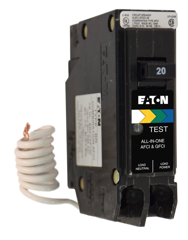 Eaton Type BR 20-Amp 1-Pole Dual Function AFCI/GFCI Circuit Breaker