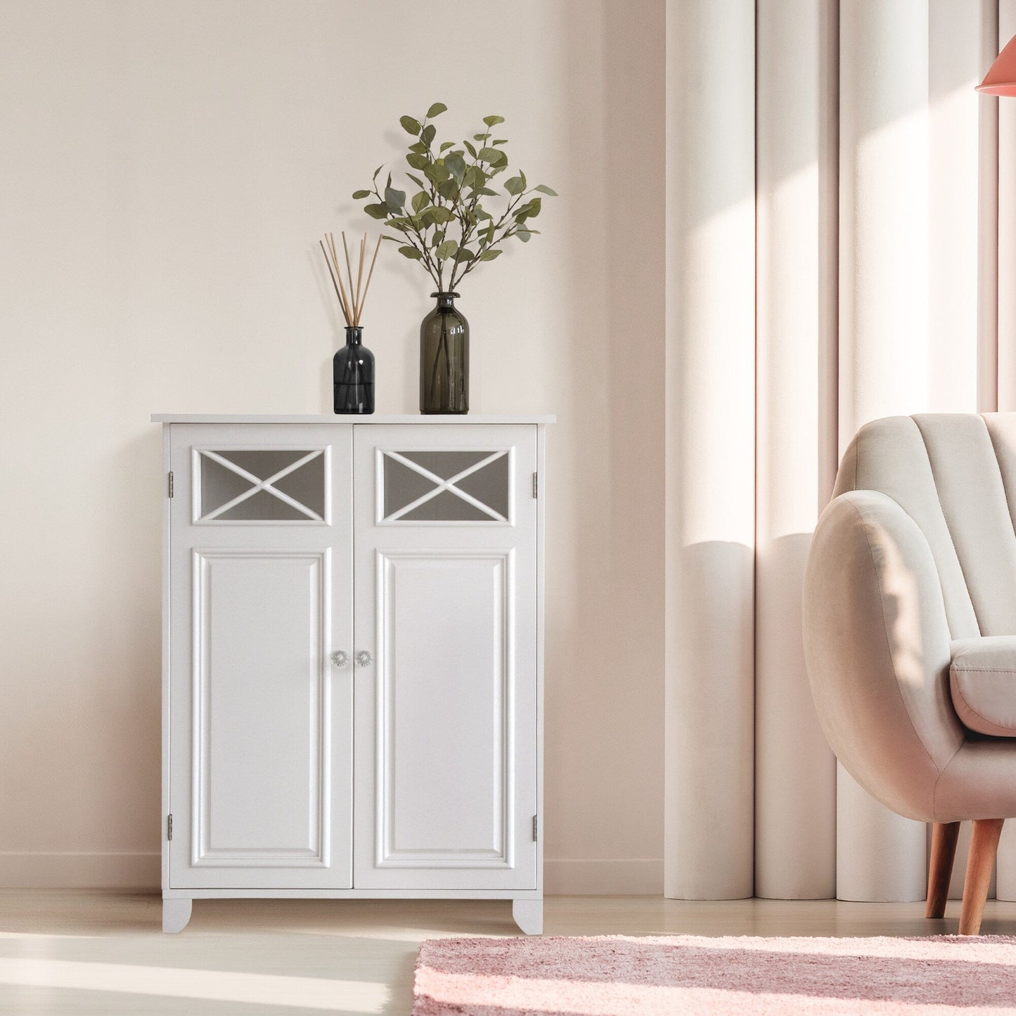 Teamson Home Dawson 26-in x 32.25-in x 13-in White Freestanding Linen Cabinet