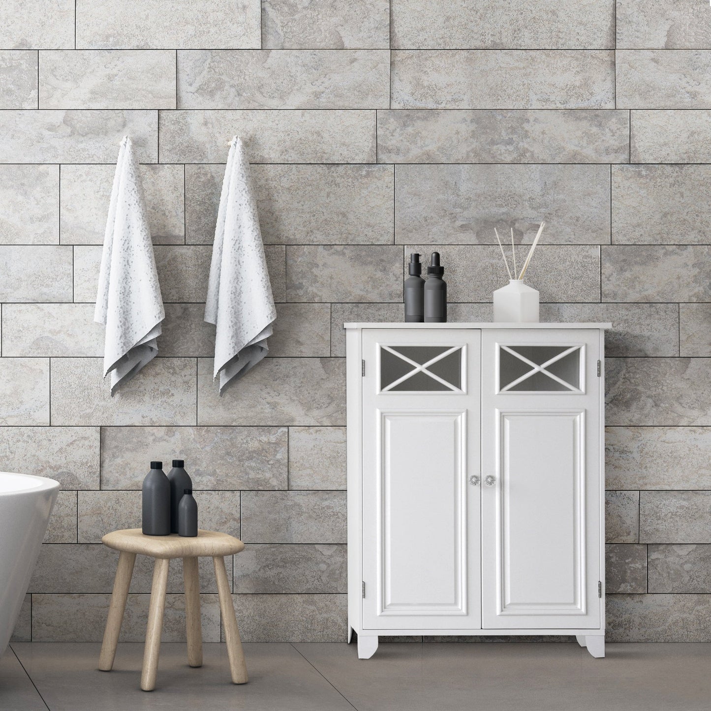 Teamson Home Dawson 26-in x 32.25-in x 13-in White Freestanding Linen Cabinet