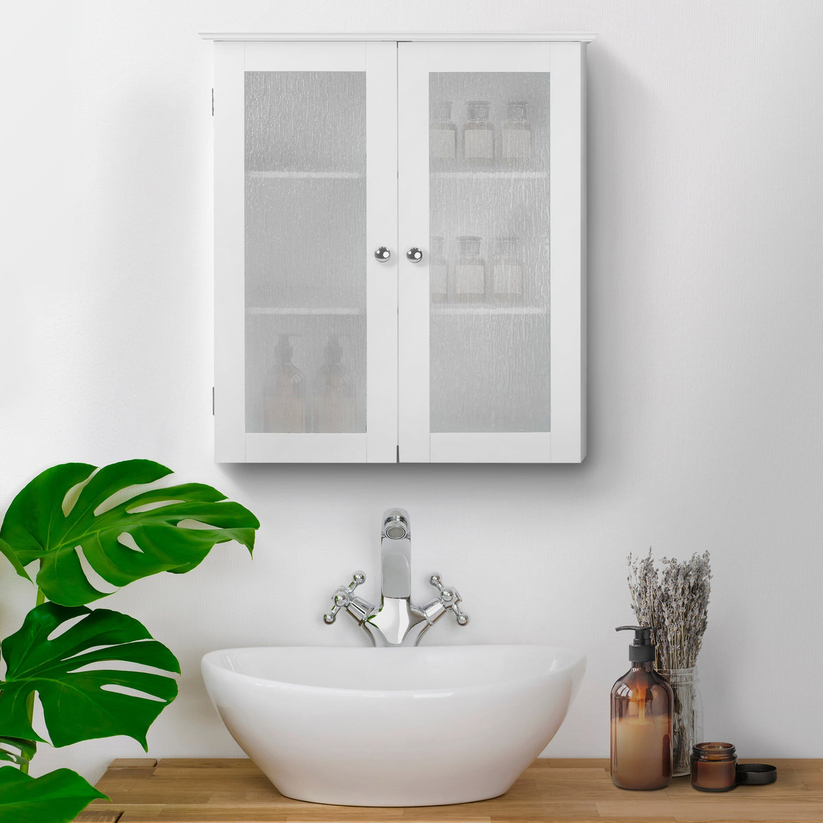 Teamson Home Connor 22.25-in x 25-in x 8-in White Bathroom Wall Cabinet