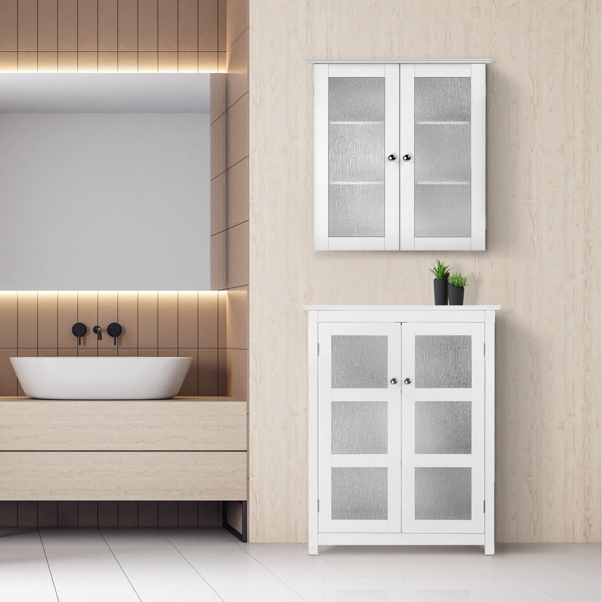 Teamson Home Connor 22.25-in x 25-in x 8-in White Bathroom Wall Cabinet