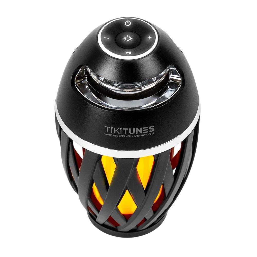 TikiTunes Black Bluetooth Speaker with LED Atmospheric Lighting Effect Bundle & Adjustable 40 in. Pole and Ground Stake - Super Arbor