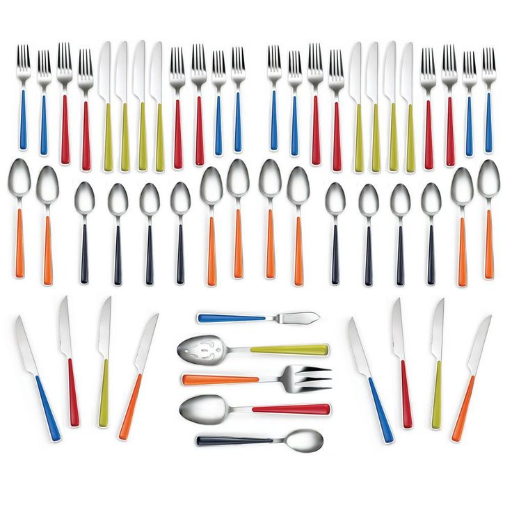 53-Piece Merengue Multicolor Flatware Set with Steak Knives, Service for 8