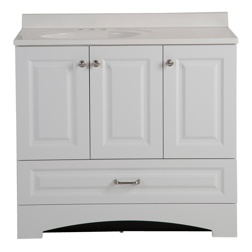 Lancaster 30 in. W Bath Vanity in White with Cultured Marble Vanity Top in White - Super Arbor