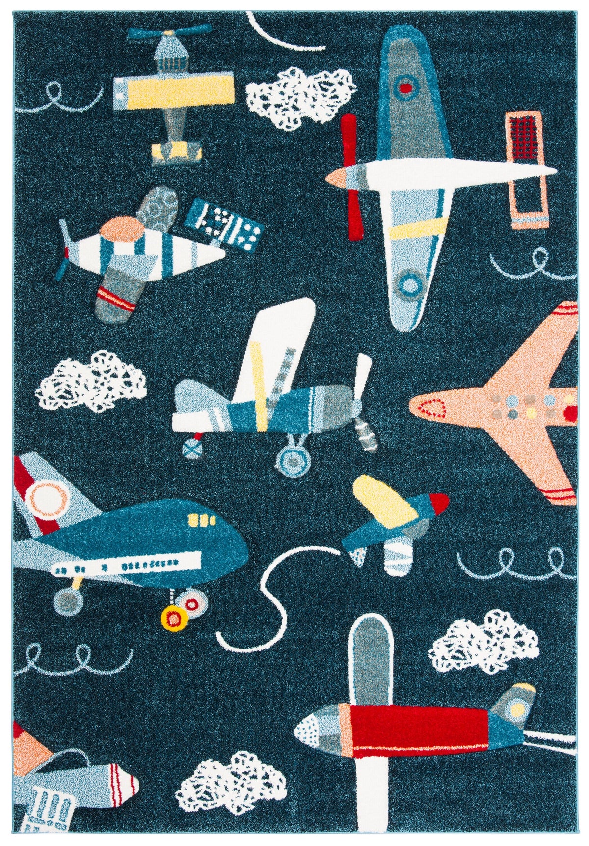 Safavieh Carousel Kids Planes 4 x 6 Navy/Ivory Indoor Kids Area Rug