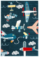 Safavieh Carousel Kids Planes 4 x 6 Navy/Ivory Indoor Kids Area Rug