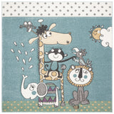 Safavieh Carousel Kids Giraffe 5 x 5 Ivory/Blue Square Indoor Kids Area Rug