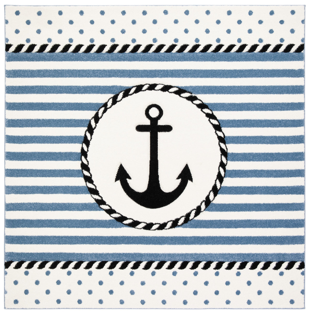 Safavieh Carousel Kids Anchor 5 x 5 Ivory/Navy Square Indoor Kids Area Rug