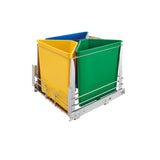 Rev-A-Shelf 25-Quart Triple-Bin Soft-Close Pull-Out Trash & Recycling Center, Chrome Frame