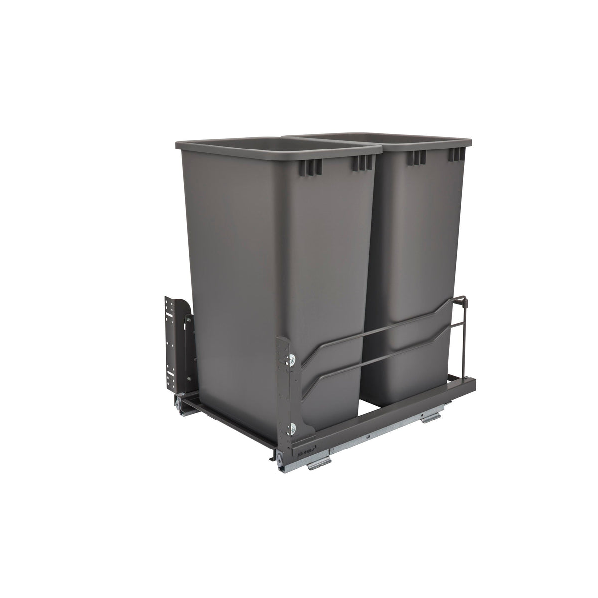 Rev-A-Shelf 50-Quart Plastic Soft-Close Pull-Out Trash Can, Dual Bins, 14.75 in W x 22.25 in D x 22.88 in H